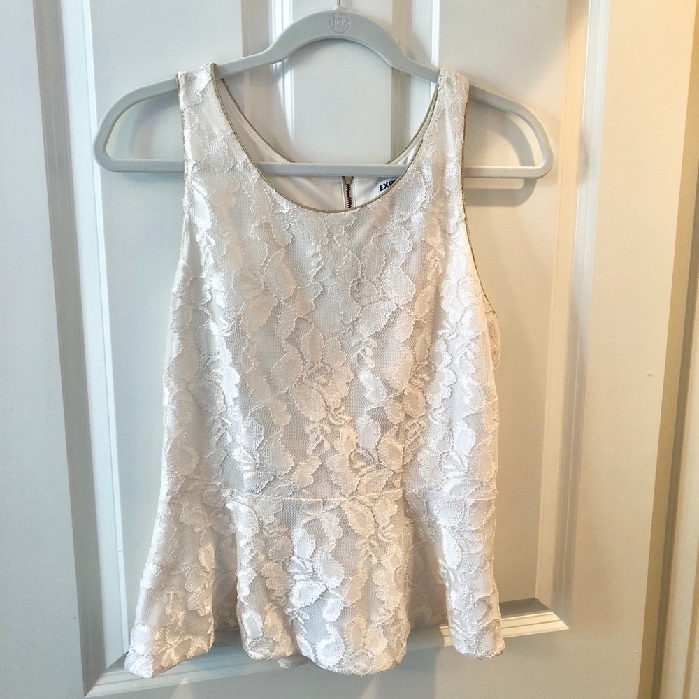Express peplum lace zip up tank